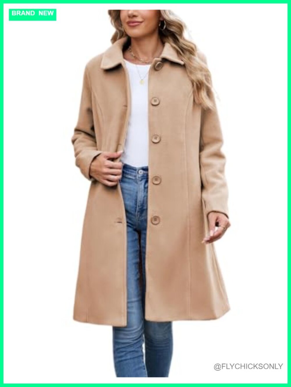 Wool Blend Peacoat Single Breasted Overcoat with Pockets